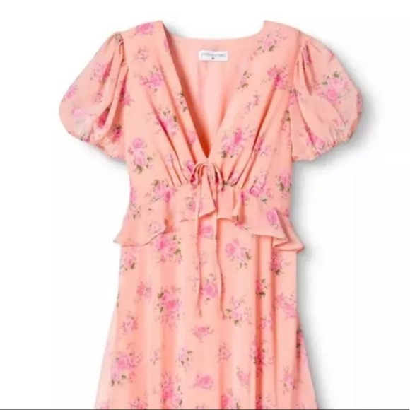 Loveshackfancy X Target Fleur Tiered Midi Dress In Pink Melon Size 12 - Picture 5 of 5